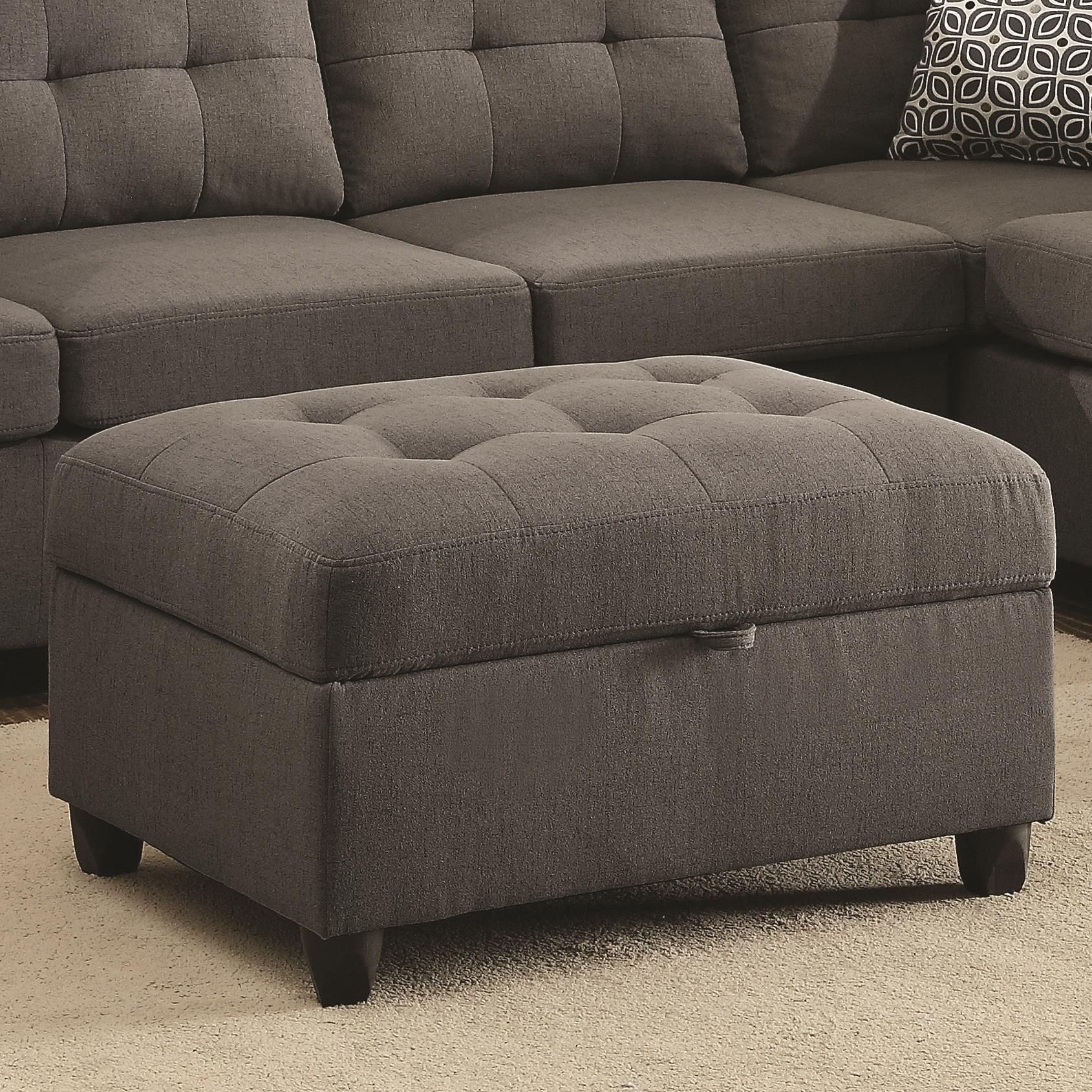 Coaster Stonenesse Grey Storage Ottoman With Button Tufting | Value In Fabric Storage Ottomans (View 3 of 20)