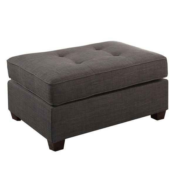 Cocktail Ottoman In Dark Grey Doris Fabric – Overstock – 20171683 With Dark Blue Fabric Banded Ottomans (View 13 of 20)