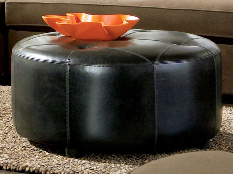 Cocktail Ottoman | Royals Courage : Black Leather Ottoman In New Look Within Round Black Tasseled Ottomans (View 17 of 20)