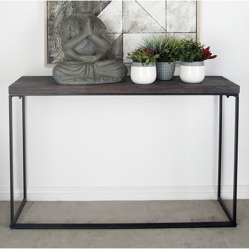 Cole & Grey Metal And Wood Console Table & Reviews | Wayfair Throughout Gray Driftwood And Metal Console Tables (View 5 of 20)