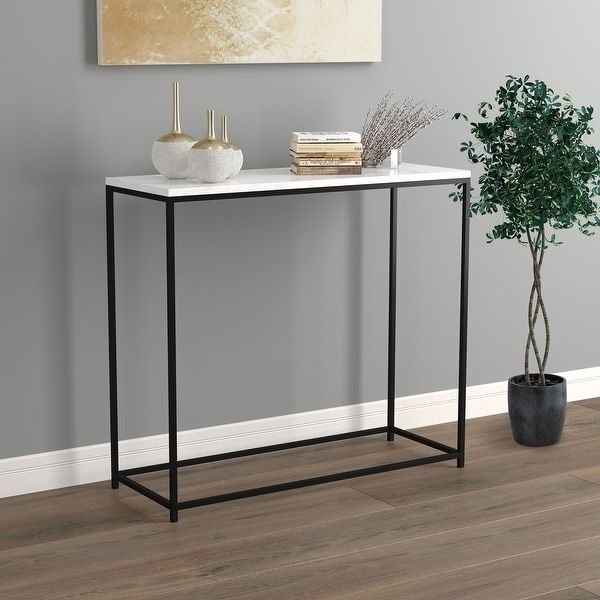 Console Table 31l Marble Black Metal – 31' X 12' X 28' – Overstock Inside Faux White Marble And Metal Console Tables (View 7 of 20)