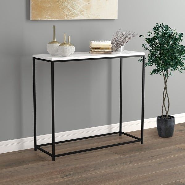 Console Table 31l Marble Black Metal – 31' X 12' X 28' – Overstock With Regard To White Marble Gold Metal Console Tables (View 9 of 20)