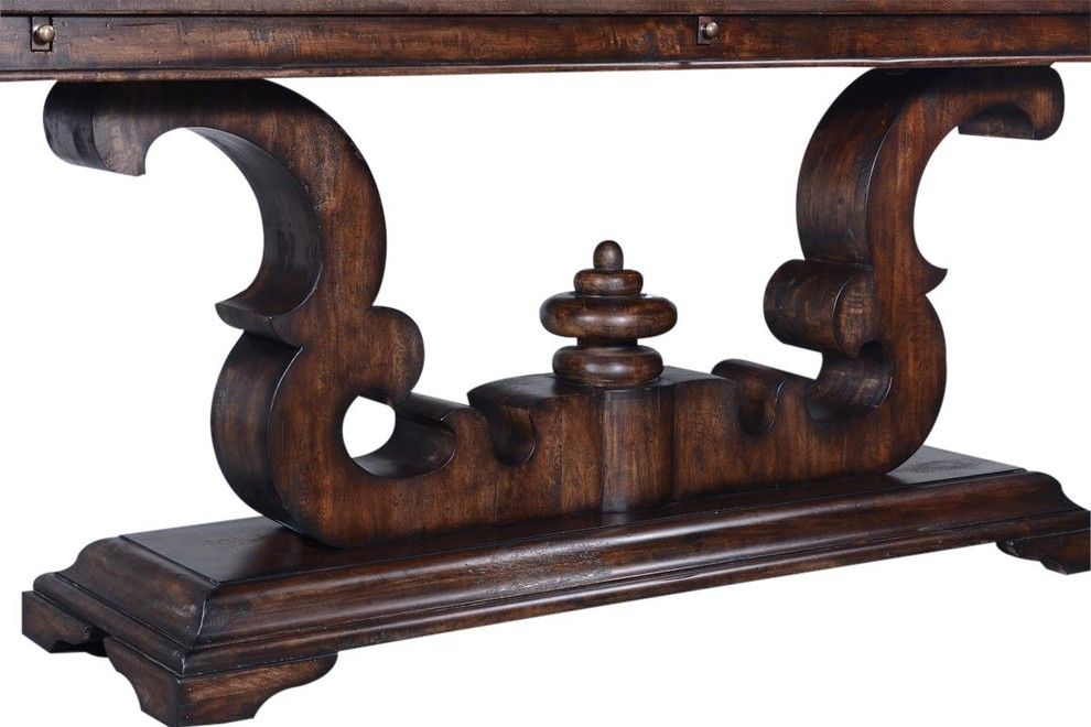 Console Table Cambridge Flip Top Rustic Pecan Old World Scroll In Warm Pecan Console Tables (View 15 of 20)