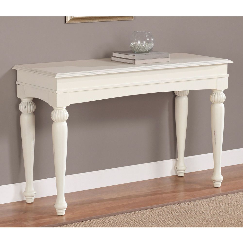 Console Table Cream White Sofa Sturdy Distressed Shabby Chic Beach Pertaining To Smoke Gray Wood Square Console Tables (View 16 of 20)