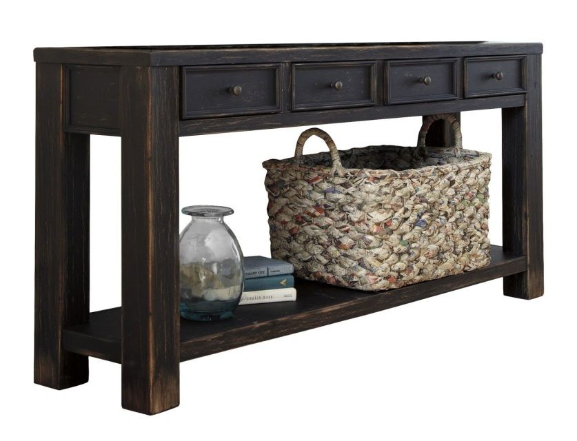 Console Table For Entryway With Storage Drawers Sofa Black Entry Rustic Throughout Rustic Oak And Black Console Tables (View 16 of 20)