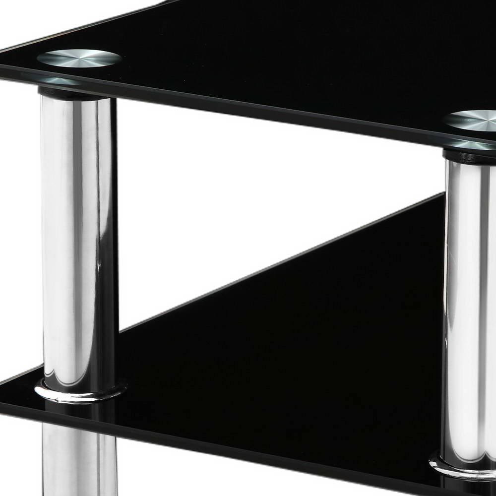 Console Table Hallway Table Black Glass 3 Tier Entry Display Stainless Throughout Stainless Steel Console Tables (View 4 of 20)