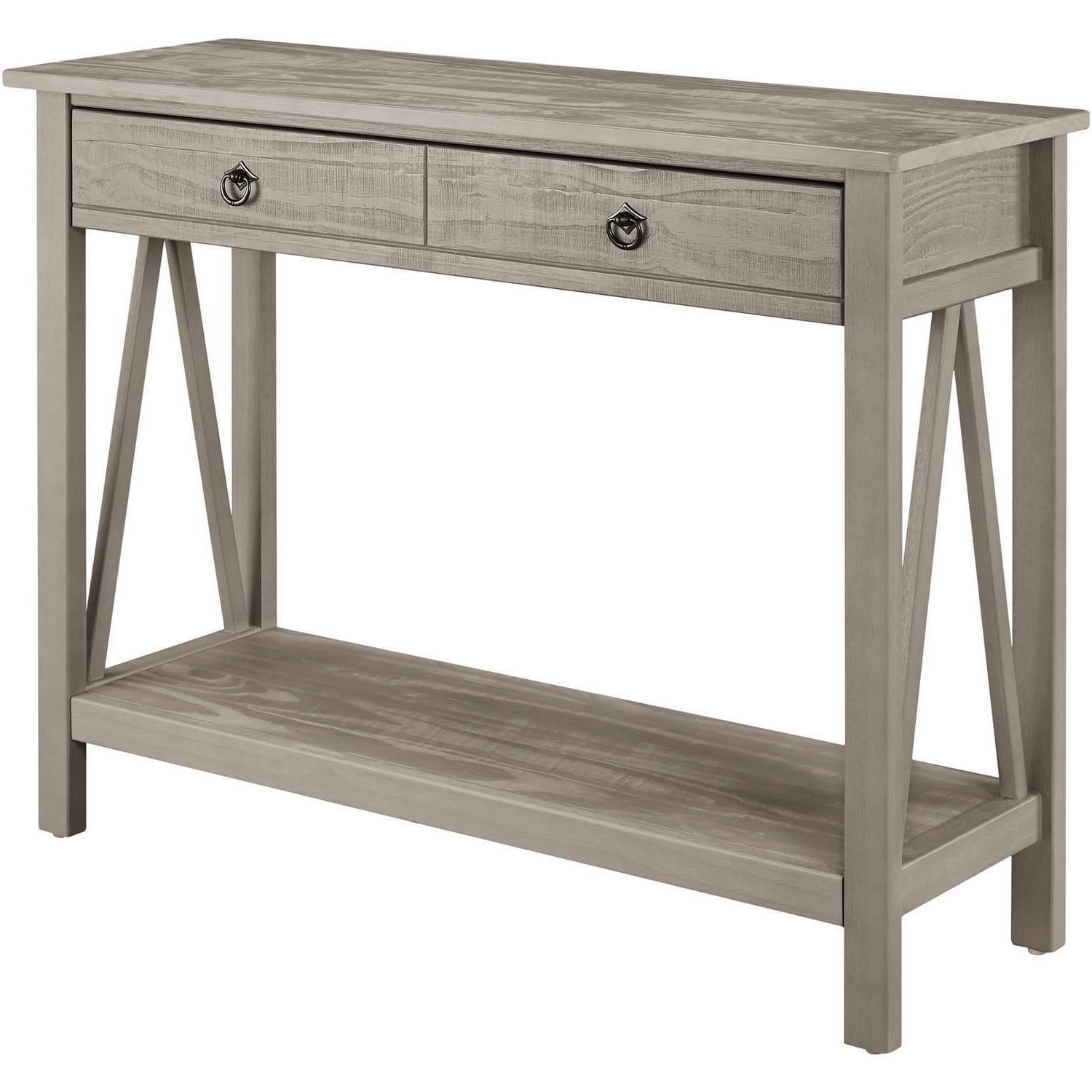 Console Table In Rustic Woodgrain Gray Finish Sof Pertaining To Rustic Bronze Patina Console Tables (View 2 of 20)