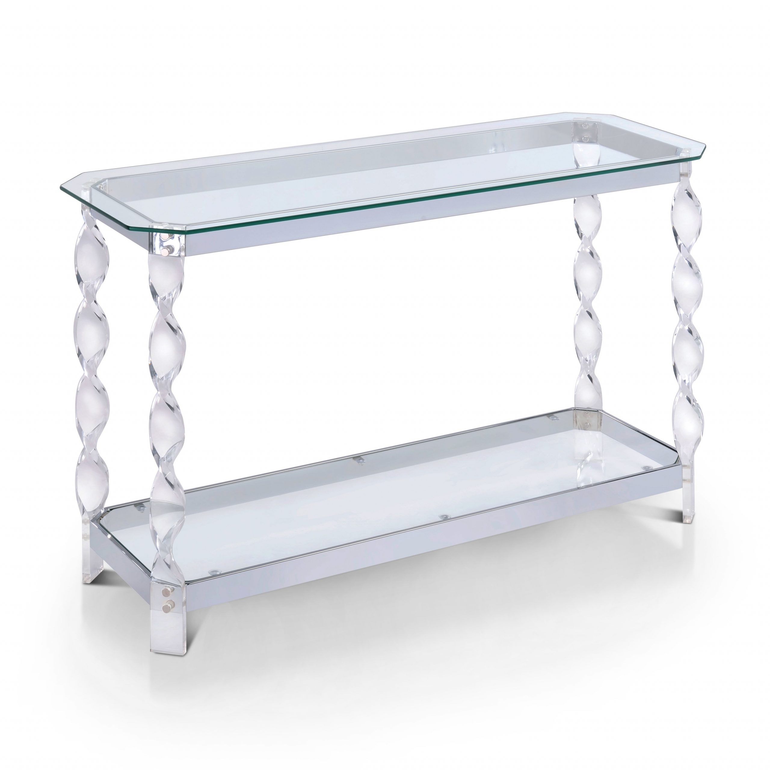 Console Tables For Entryway Chrome Sofa Table Clear Glass Acrylic Intended For Gold And Clear Acrylic Console Tables (View 16 of 20)