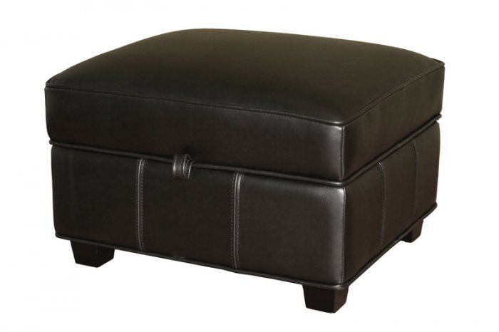Contemporary Black Leather Square Storage Ottoman Pertaining To Black White Leather Pouf Ottomans (View 8 of 20)