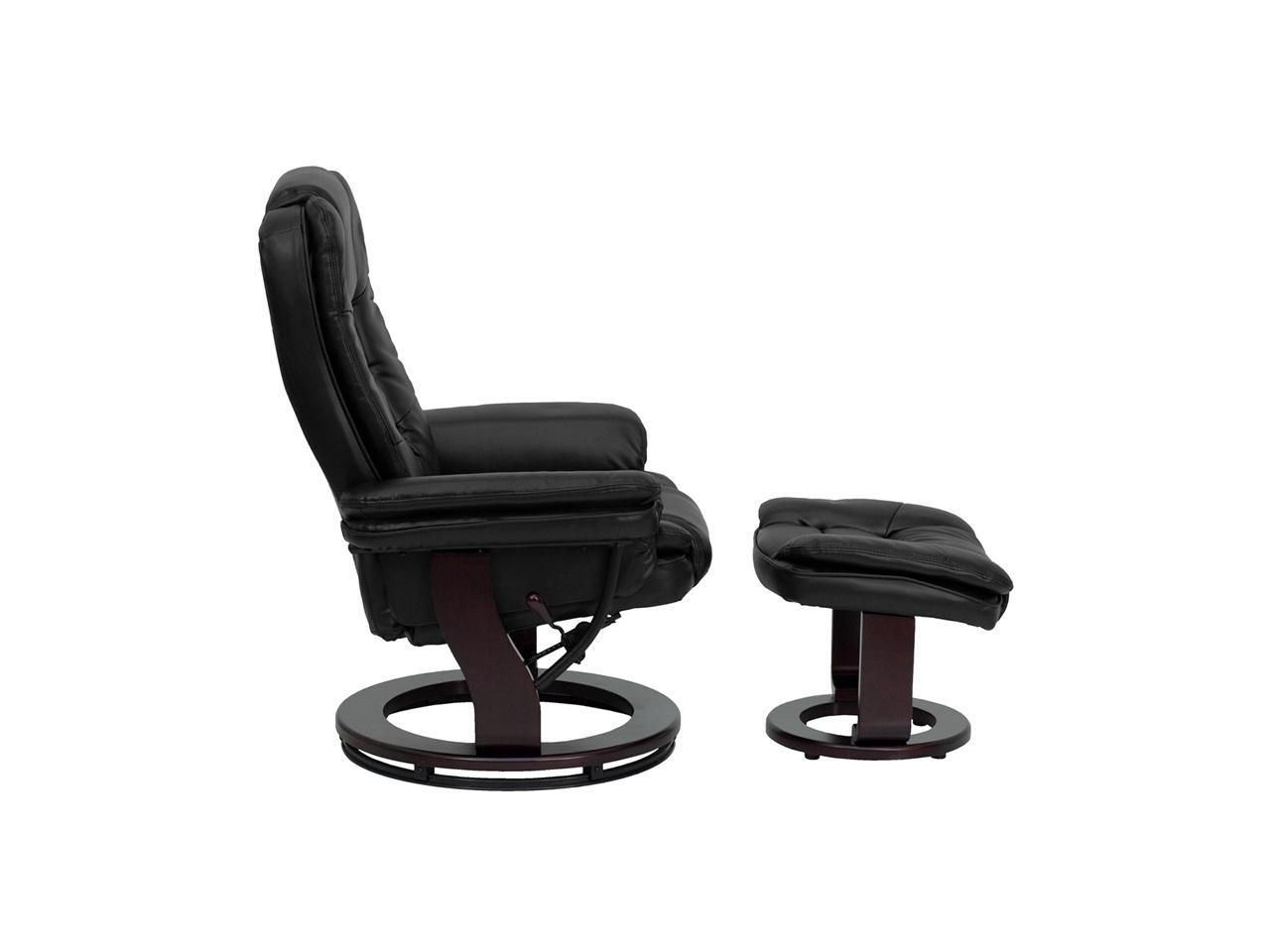 Contemporary Multi Position Recliner With Horizontal Stitching And Throughout Onyx Black Modern Swivel Ottomans (View 8 of 18)