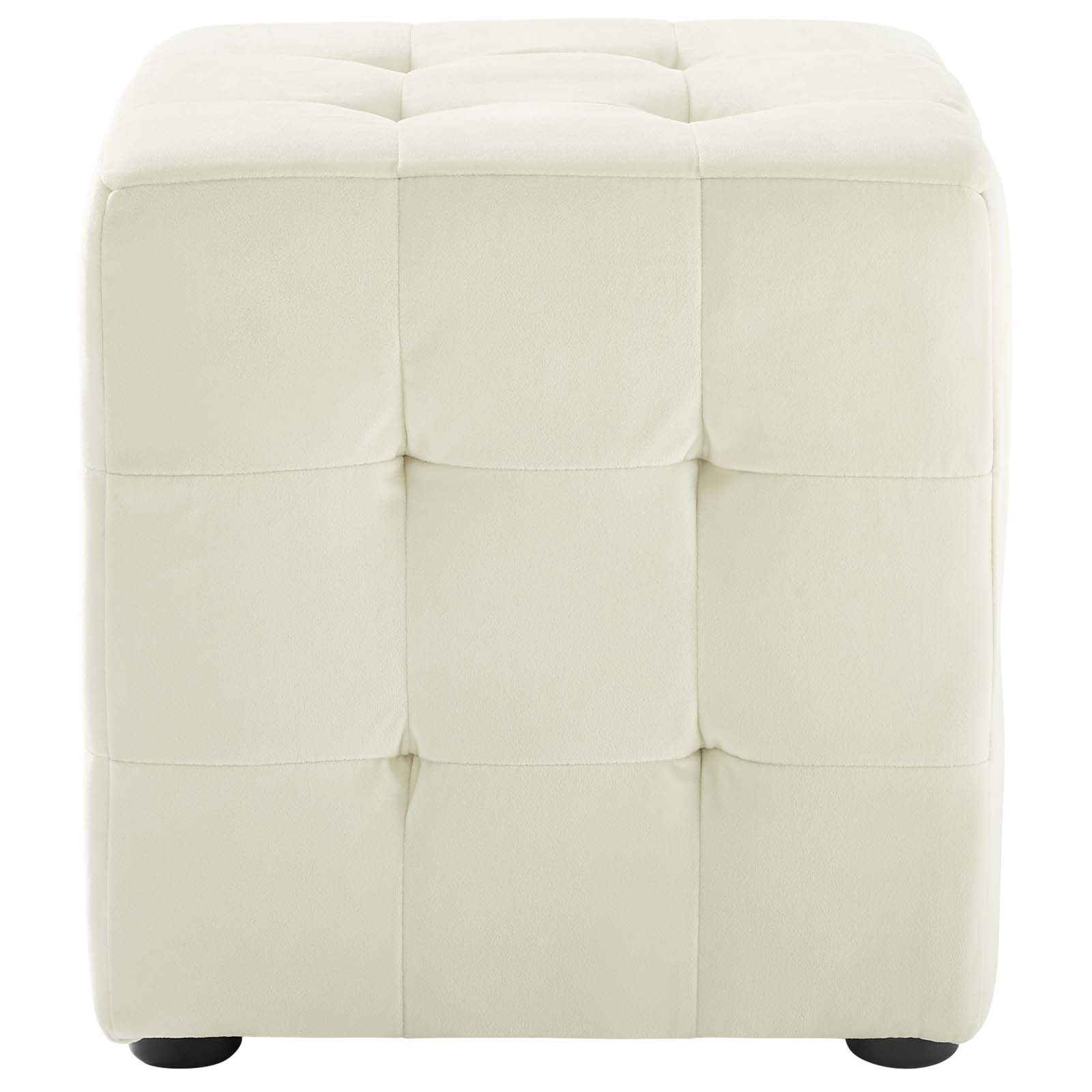 Contour Ivory Tufted Cube Performance Velvet Ottoman Eei 3577 Ivo Inside Light Blue And Gray Solid Cube Pouf Ottomans (View 19 of 20)