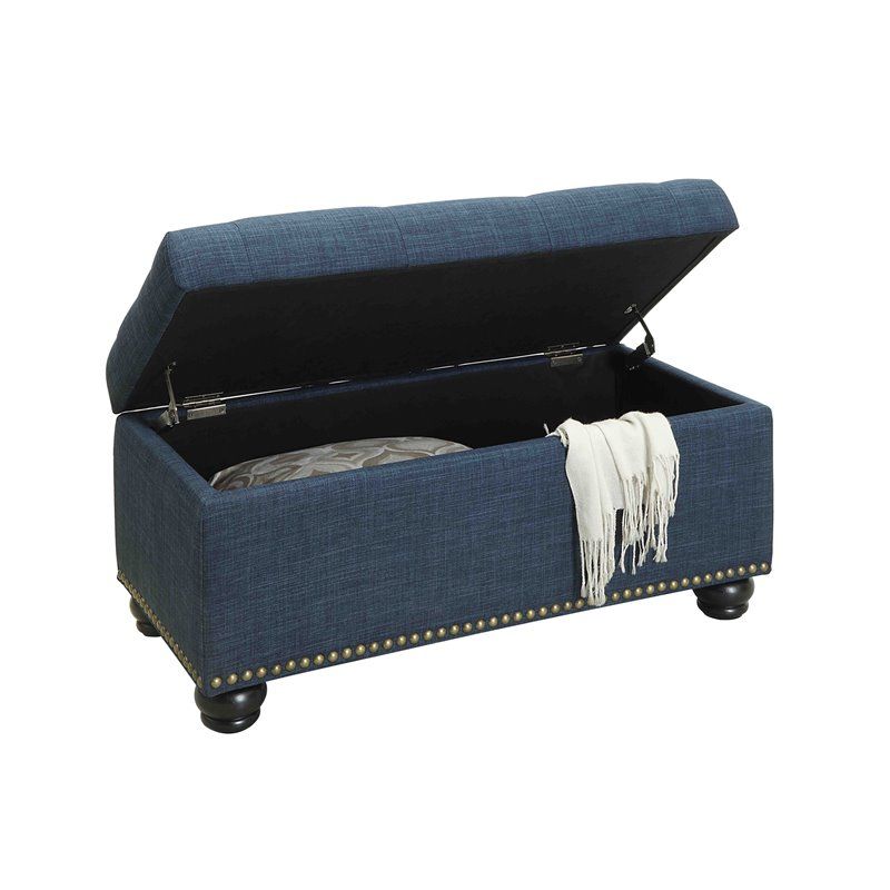 Convenience Concepts Designs4comfort 7th Avenue Storage Ottoman In Blue Pertaining To Blue Fabric Storage Ottomans (View 18 of 20)