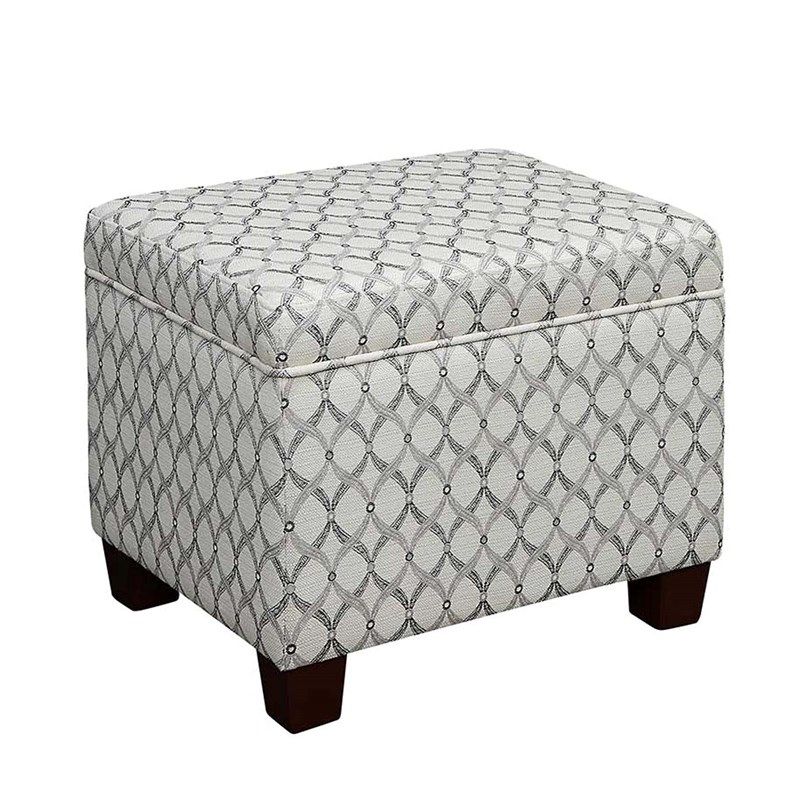 Convenience Concepts Madison Storage Ottoman In Gray Faux Leather Print Pertaining To Lavender Fabric Storage Ottomans (View 9 of 20)