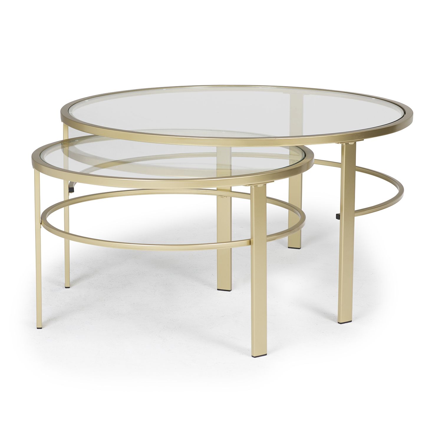 Corbel Modern Round Nesting Coffee Table Set (36" W & 26"w) In Gold For 2 Piece Round Console Tables Set (View 9 of 20)