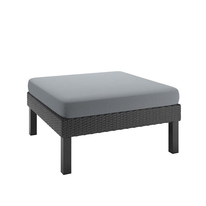 Corliving Oakland Patio Ottoman In Textured Black Weave | Walmart Canada Pertaining To Textured Tan Cylinder Pouf Ottomans (View 12 of 20)