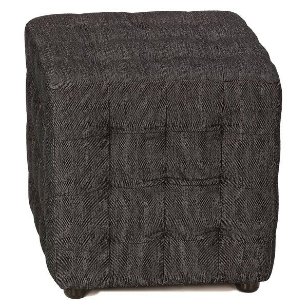 Cortesi Home Black Fabric With Silver Lining Tufted Ottoman – 15384660 Within Dark Blue Fabric Banded Ottomans (View 17 of 20)