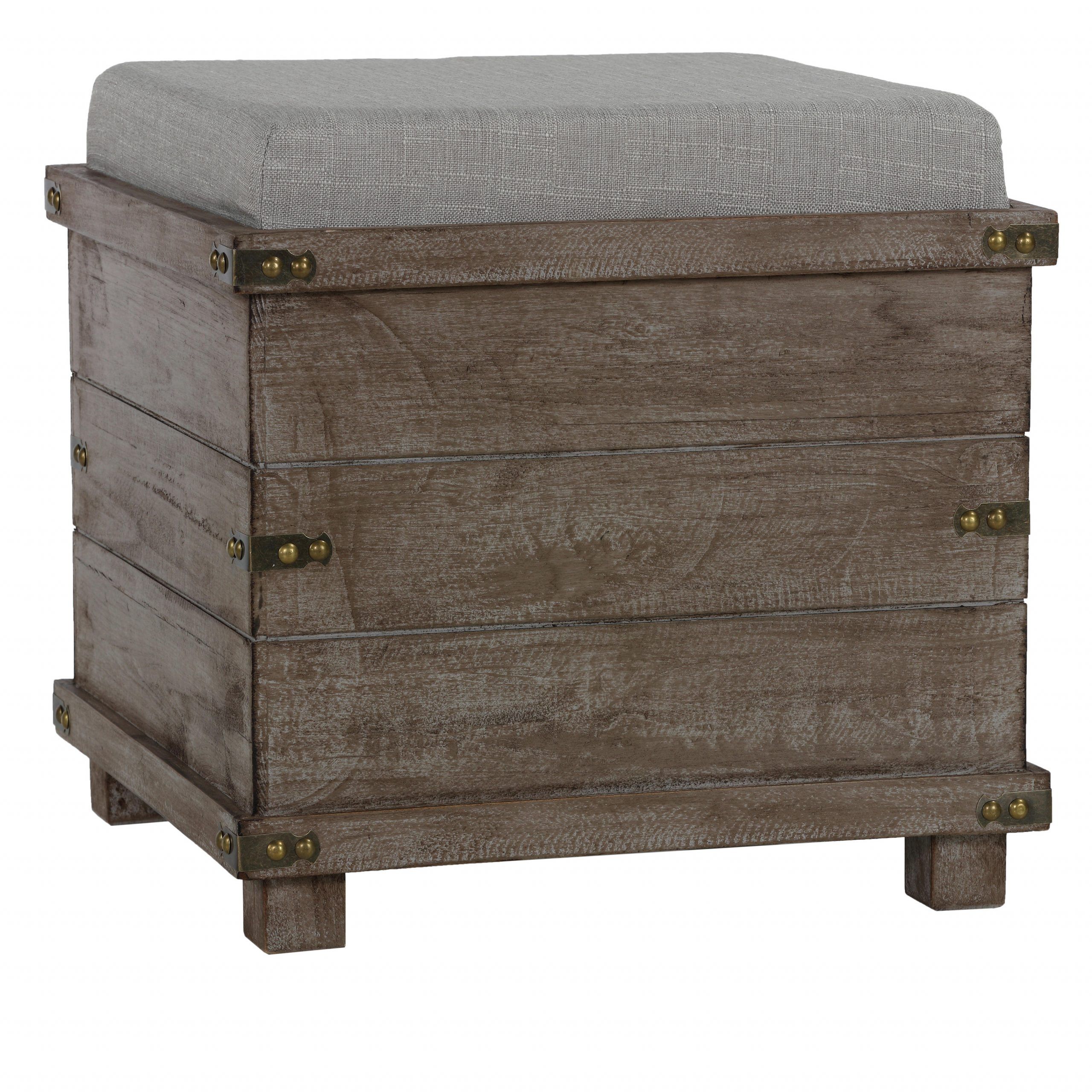 Cortesi Home Scusset Storage Chest Tray Ottoman In Fabric And Wood Intended For Gray And White Fabric Ottomans With Wooden Base (View 14 of 17)