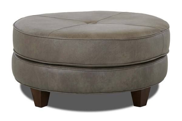 Cory 36 Inch Round Coffee Table Leather Ottoman | Leather Ottoman Intended For Round Cream Tasseled Ottomans (View 15 of 20)