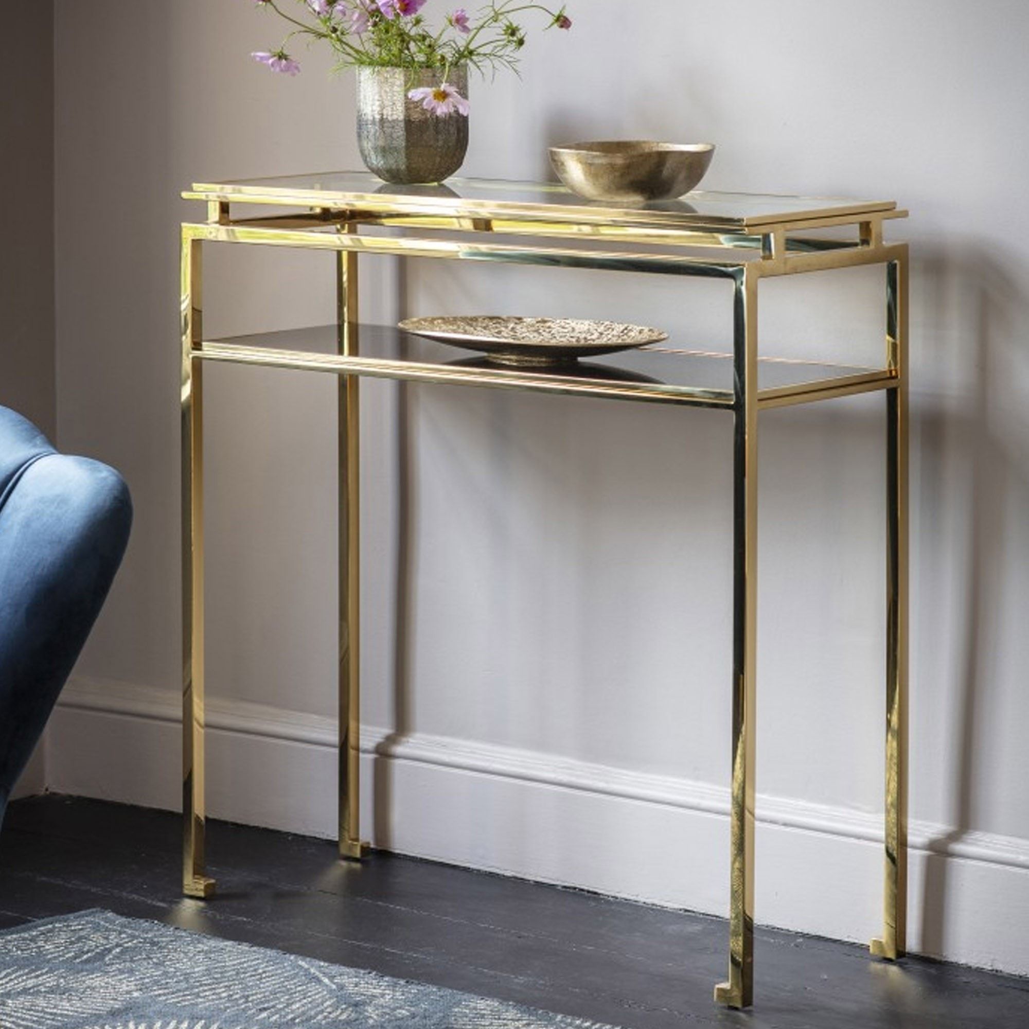 Cosenza Console Table Gold | Gold Console Table | Glass Console Table With Regard To Glass And Gold Oval Console Tables (View 2 of 20)