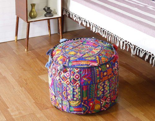 Cotton Pouf In Jaipur, ???? ???, ?????, Rajasthan | Cotton Pouf Price Inside Blue And Beige Ombre Cylinder Pouf Ottomans (View 9 of 20)