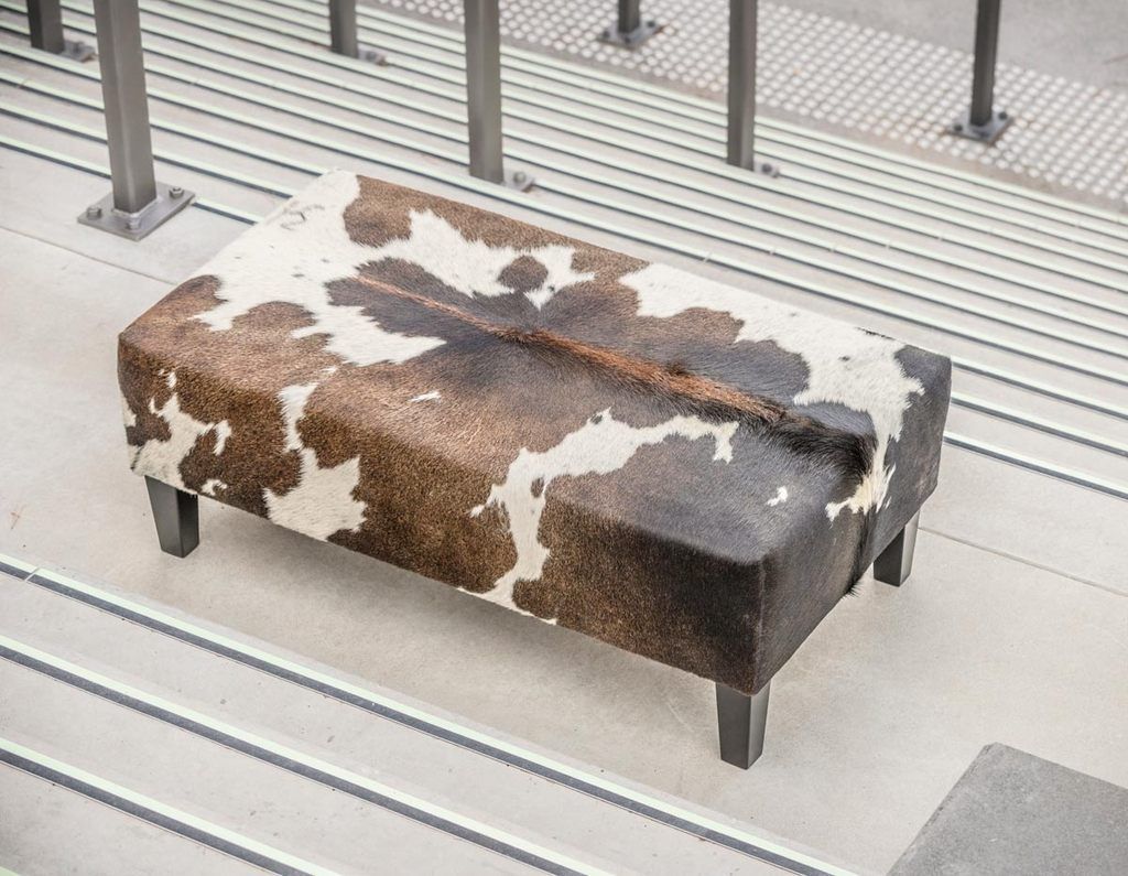 Cowhide Ottoman With Wood Legs 110x60x40cm #2 | Cowhide Ottoman, Cow Regarding Wooden Legs Ottomans (Gallery 20 of 20)