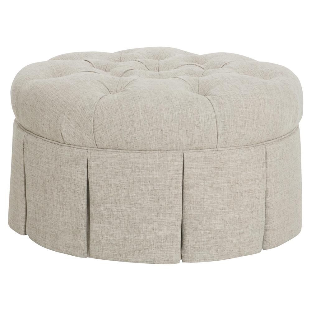 Cr Laine Chateau Modern Classic Light Grey Linen Tufted Round Ottoman For Light Gray Tufted Round Wood Ottomans With Storage (View 12 of 20)