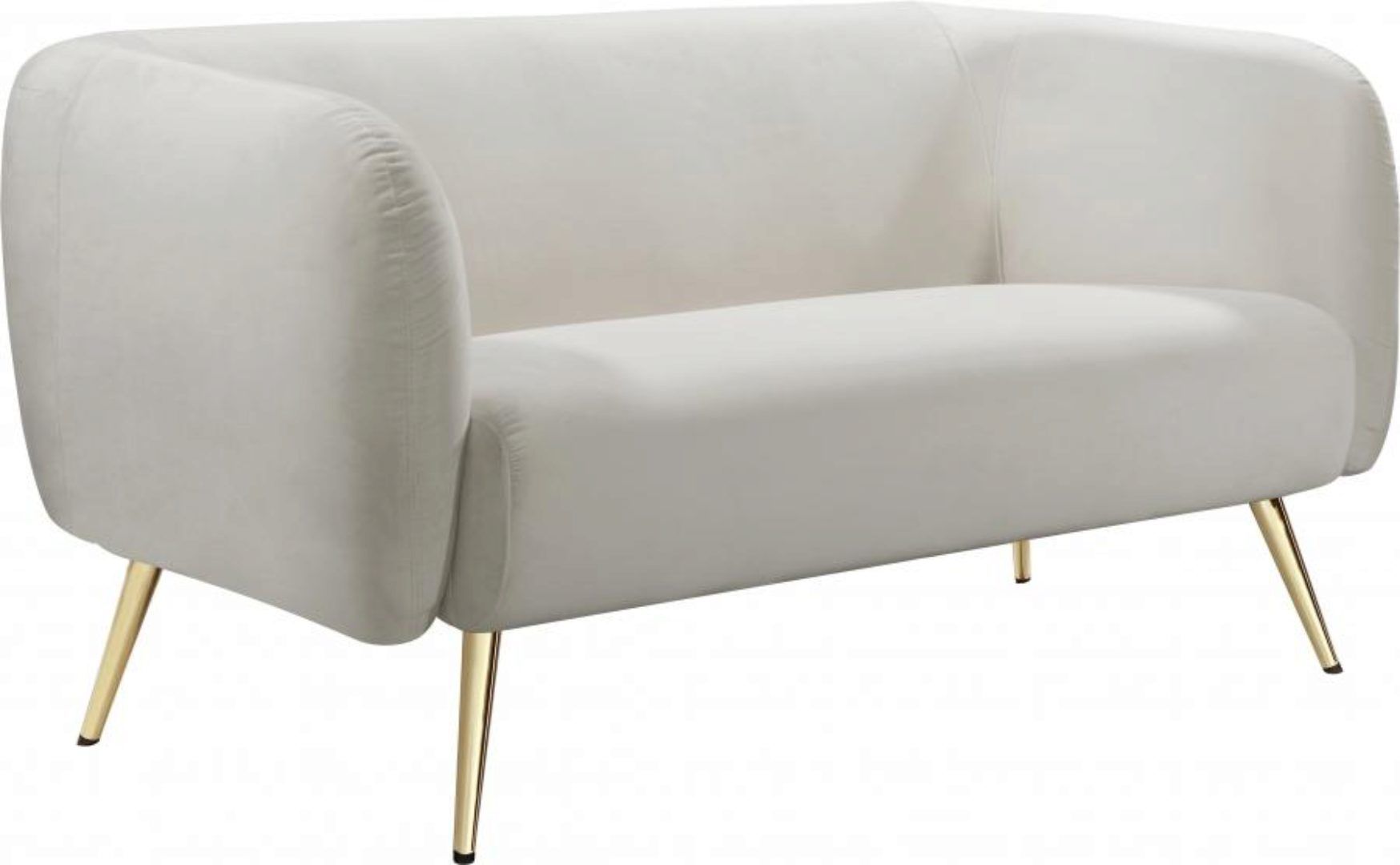 Cream Velvet Gold Metal Legs Sofa & Loveseat Set 2pcs Meridian Within Cream And Gold Console Tables (View 3 of 20)