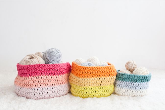 Crochet Ombre Trend – Deramores Blog Competition | Ganchillo Crochet With Blue And Beige Ombre Cylinder Pouf Ottomans (View 20 of 20)