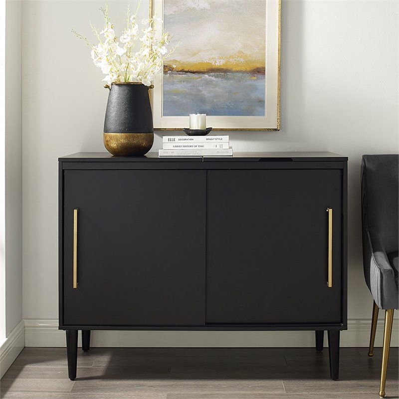 Crosley Everett Media Console Table In Matte Black – Cf1103 Mb Throughout Square Matte Black Console Tables (View 10 of 20)