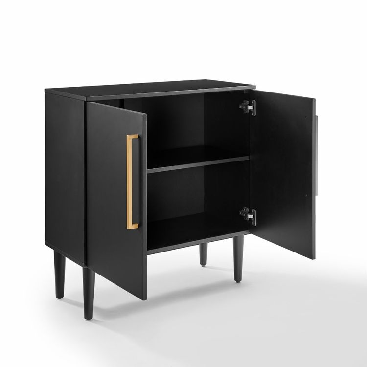 Crosley Furniture – Everett Console Cabinet Matte Black – Cf6122 Mb Regarding Matte Black Console Tables (View 2 of 20)