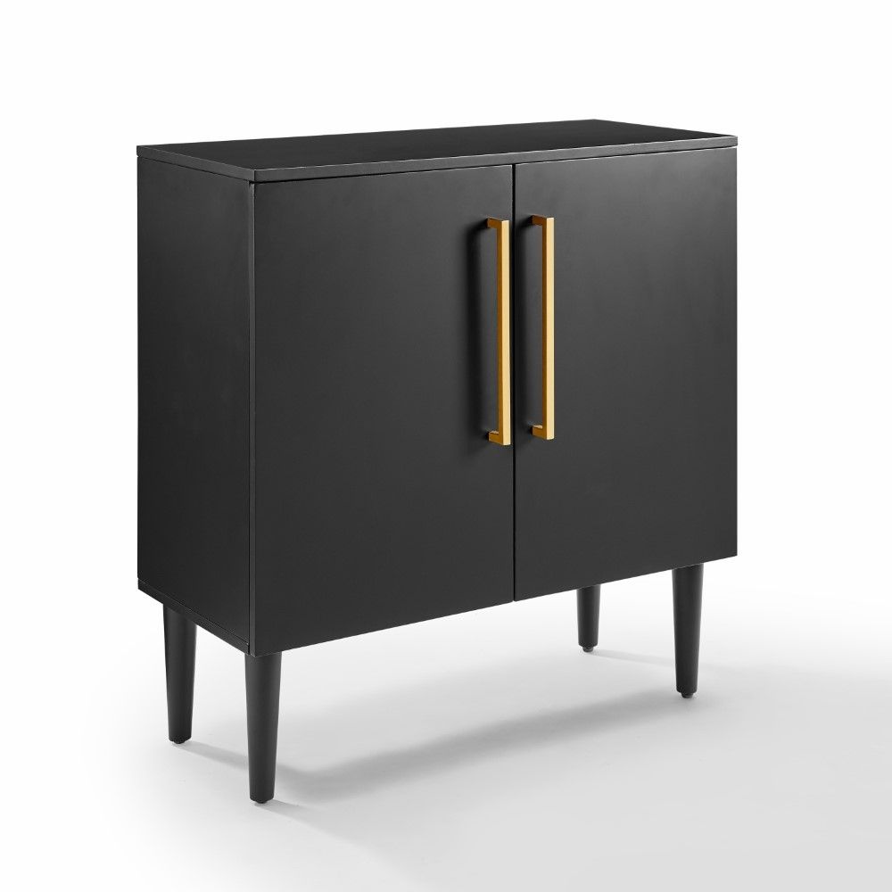 Crosley Furniture – Everett Console Cabinet Matte Black – Cf6122 Mb With Regard To Matte Black Console Tables (View 14 of 20)