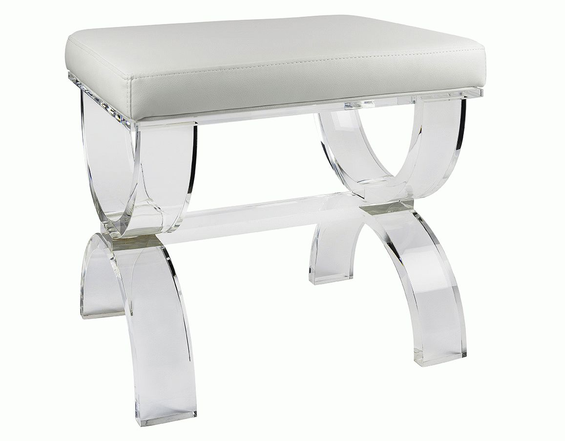 Crystal Acrylic Vanity Bench Within White And Clear Acrylic Tufted Vanity Stools (View 9 of 20)