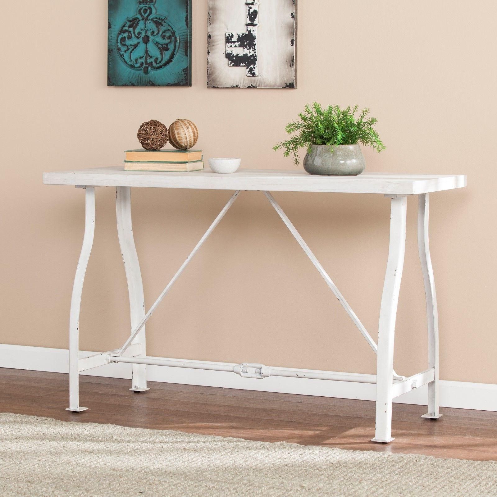 Cst45901 Farmhouse Style Console Table – Distressed White Regarding Modern Farmhouse Console Tables (View 12 of 20)