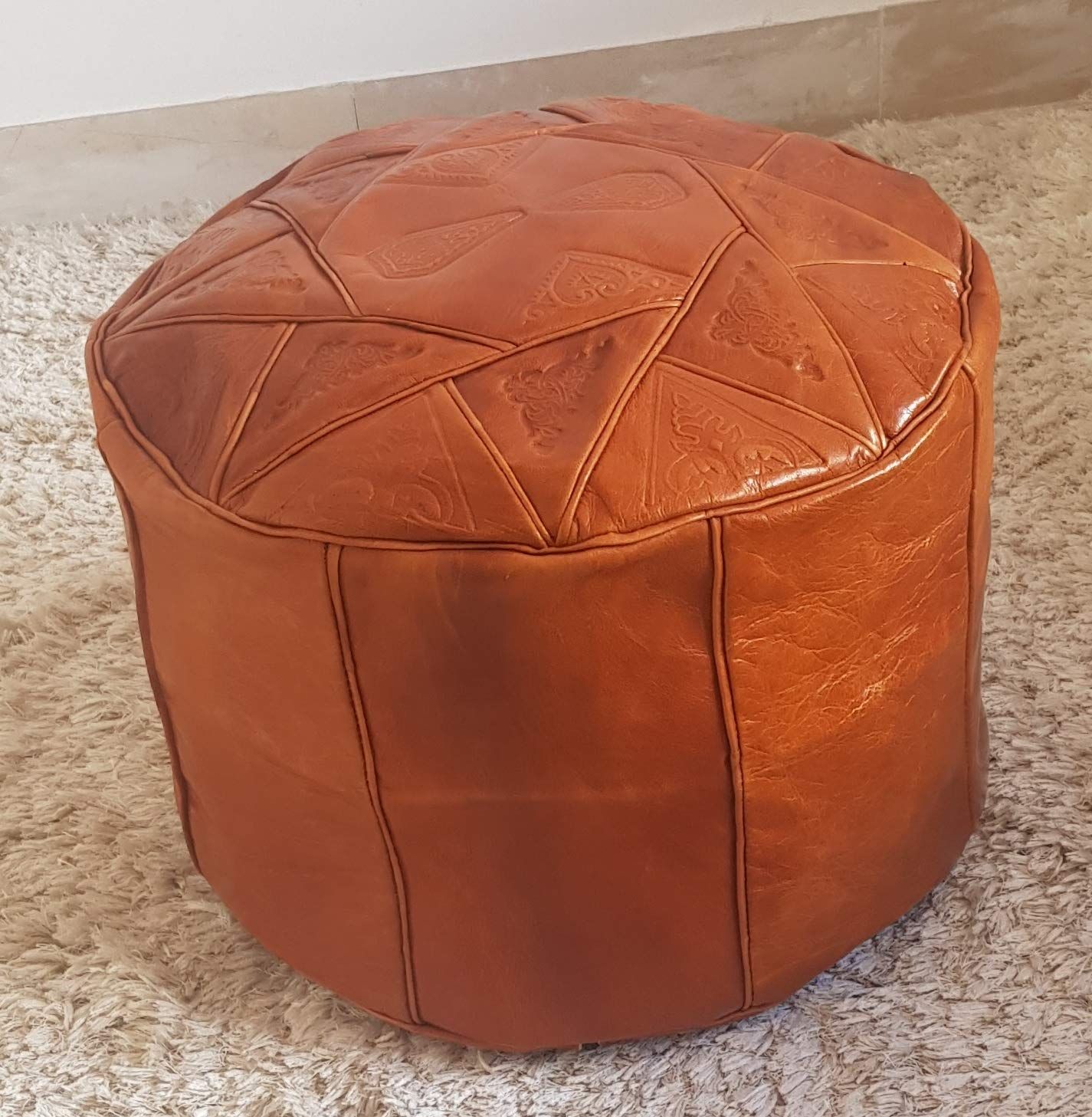 Cube Moroccan Leather Pouf, Brown | Handmadology With Regard To Brown Moroccan Inspired Pouf Ottomans (View 8 of 20)