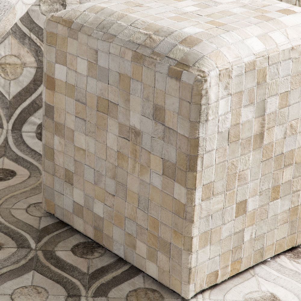 Cubist Hide Pouf | Cube Ottoman, Pouf, Modern Classic For Beige Solid Cuboid Pouf Ottomans (View 11 of 20)