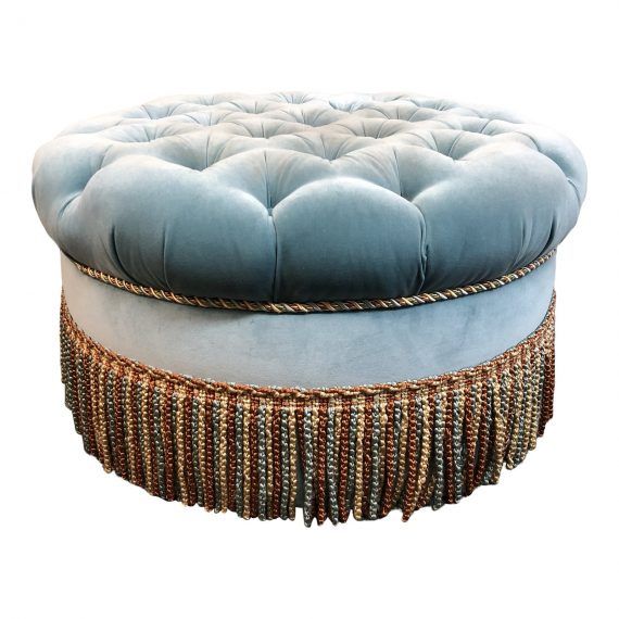 Custom Tufted Velvet Ottoman. Original Price: $1,200 | Design Plus Gallery With Blue Fabric Tufted Surfboard Ottomans (Gallery 20 of 20)