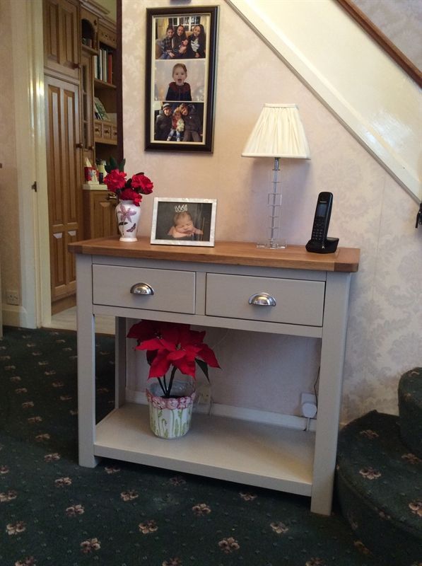 Customer Photo | Gray Console Table, Console Table, Table With Regard To Gray Driftwood Storage Console Tables (View 10 of 20)