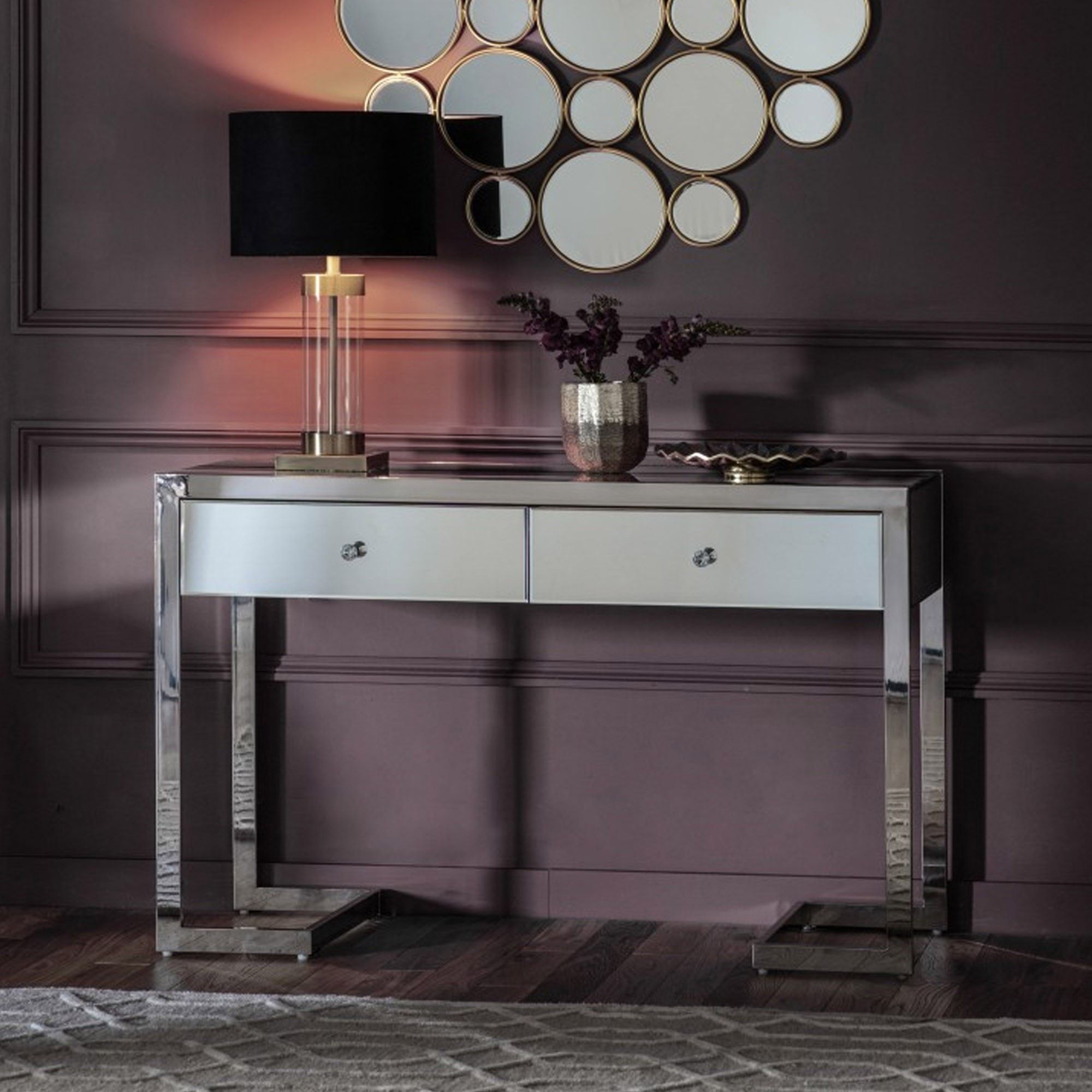 Cutler 2 Drawer Mirrored Console | Mirror Console Table | Mirror Table For 2 Drawer Oval Console Tables (View 14 of 20)