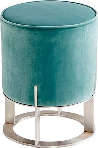Cyan Design Ottoman Opal Throne Teal Brushed Stainless Steel Velvet With Regard To Brushed Geometric Pattern Ottomans (View 17 of 20)