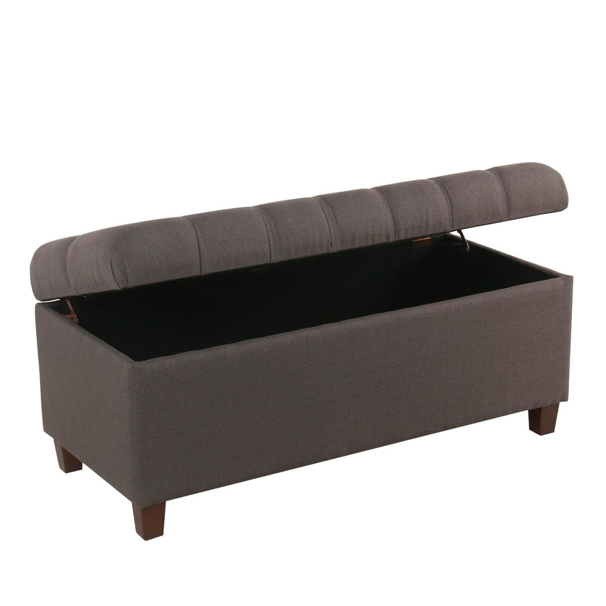 Dark Charcoal Gray • Ainsley Button Tufted Storage Bench • Homepop Throughout Charcoal Gray Velvet Tufted Rectangular Ottoman Benches (View 13 of 19)