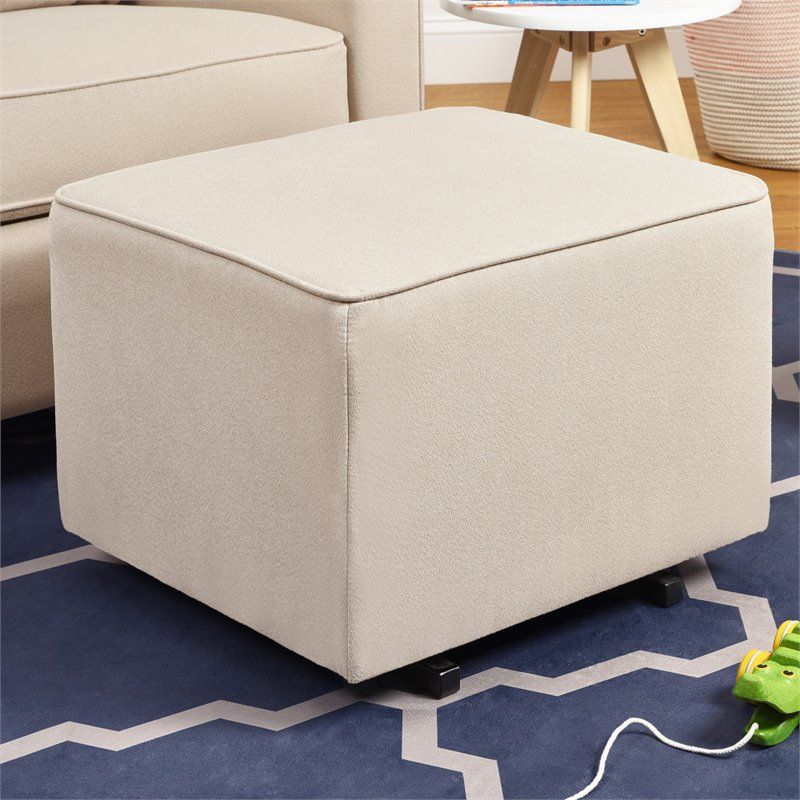Davinci Universal Traditional Fabric Gliding Ottoman In Cream – M13985cm Pertaining To Cream Wool Felted Pouf Ottomans (View 5 of 20)