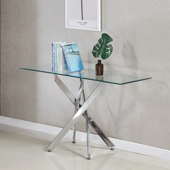 Daytona Glass Console Table Rectangular In Clear With Chrome Legs Regarding Rectangular Glass Top Console Tables (View 11 of 20)