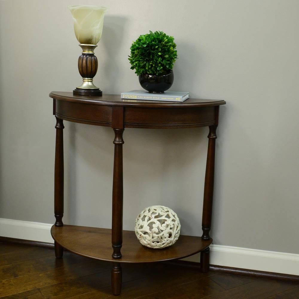Decor Therapy Simplicity Walnut Half Round Console Table Fr1478 – The With Barnside Round Console Tables (View 8 of 20)