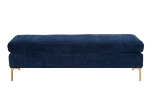 Delilah Navy Blue Textured Velvet Benchtov Furniture | Upholstered Inside Navy Velvet Fabric Benches (View 8 of 20)
