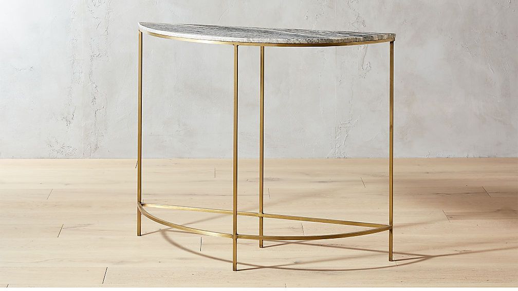 Demi Luna Black Marble Half Moon Console Table | | Half Moon Console With Caviar Black Console Tables (View 20 of 20)