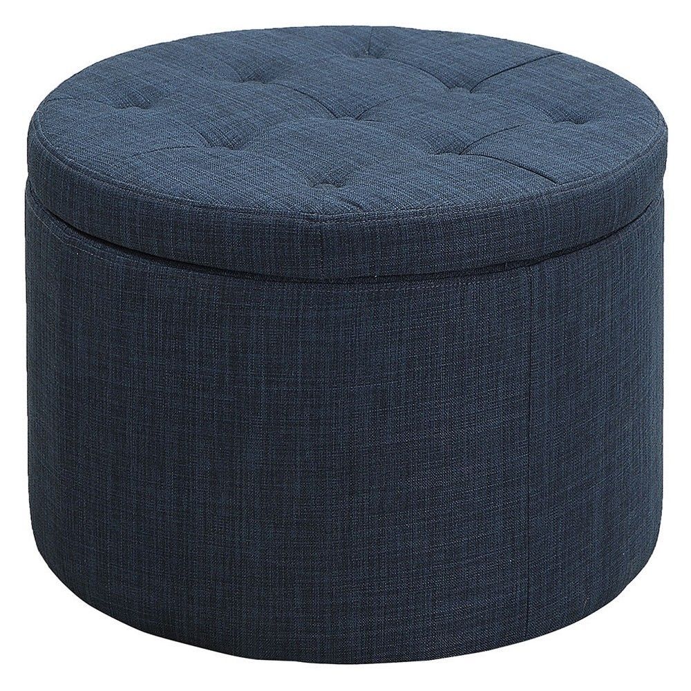 Designs4comfort Round Shoe Storage Ottoman Blue – Johar Furniture Throughout Blue Round Storage Ottomans Set Of  (View 7 of 20)