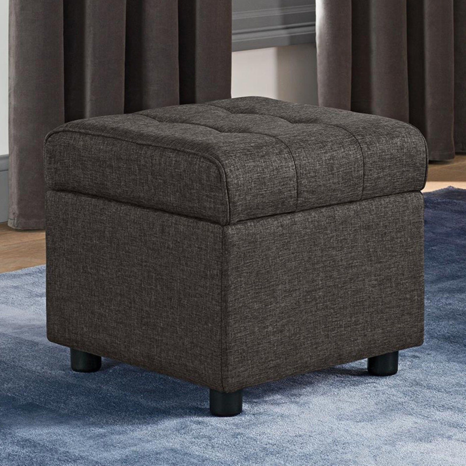 Dhp Emily Square Faux Leather Storage Ottoman Dark Gray S | Storage For Orange Tufted Faux Leather Storage Ottomans (View 7 of 20)