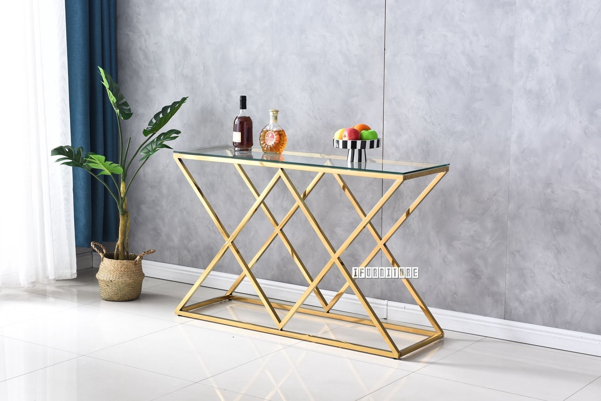 Diamond 120 Glass Top Console Table *gold Stainless Ifurniture The With Geometric Glass Top Gold Console Tables (View 9 of 20)