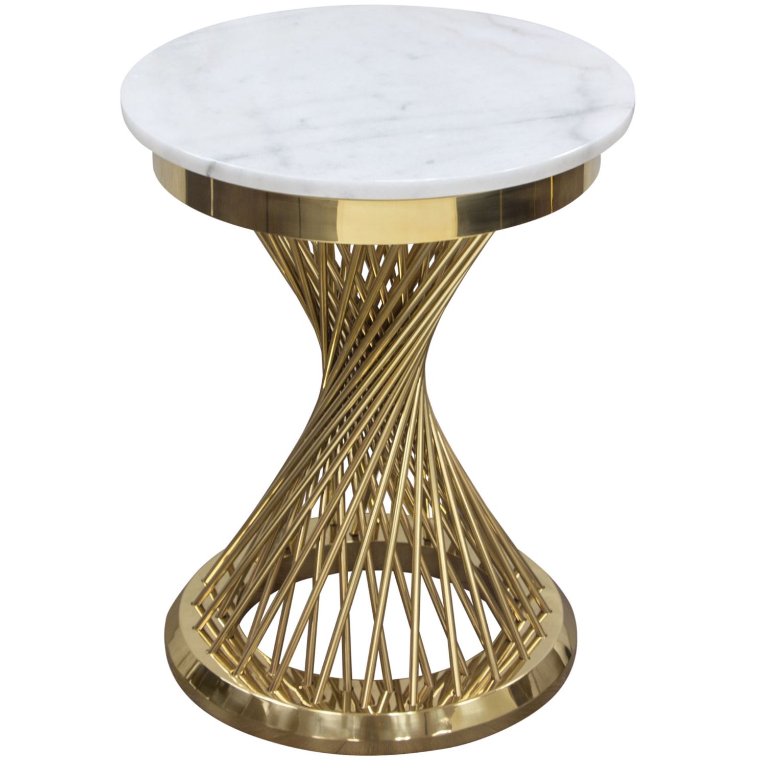 Diamond Sofa Solsticeetgd Solstice 18" Round End Table In Marble On Regarding Square Black And Brushed Gold Console Tables (View 10 of 20)