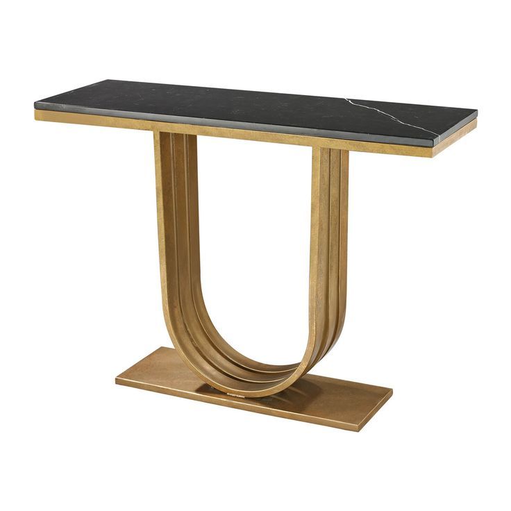 Dimond Home Gold Leaf And Black Marble Olympia Console | Marble Side In Geometric Glass Top Gold Console Tables (View 20 of 20)
